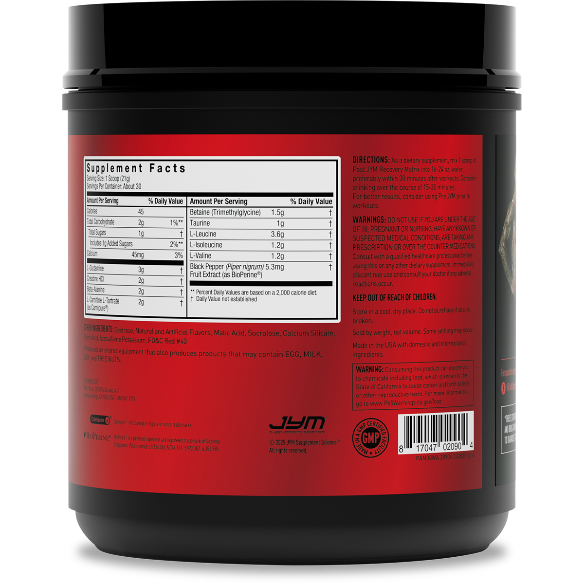 Post JYM BCAAs+ Recovery Matrix Post-workout