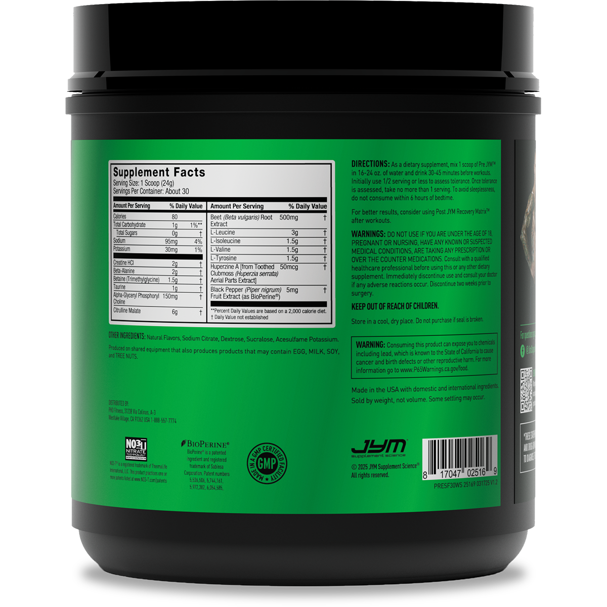 Pre JYM Pre-Workout - Stim-Free