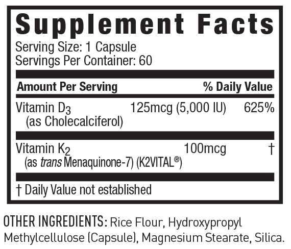 Vitamin D3+K2 Supplement Facts
