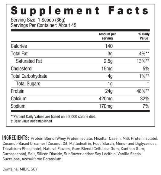 Pro JYM Protein Powder Supplement Facts