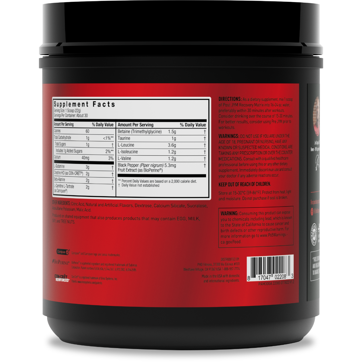 Post JYM BCAAs+ Recovery Matrix Jym