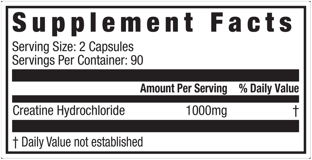 Creatine HCl Capsules Supplement Facts