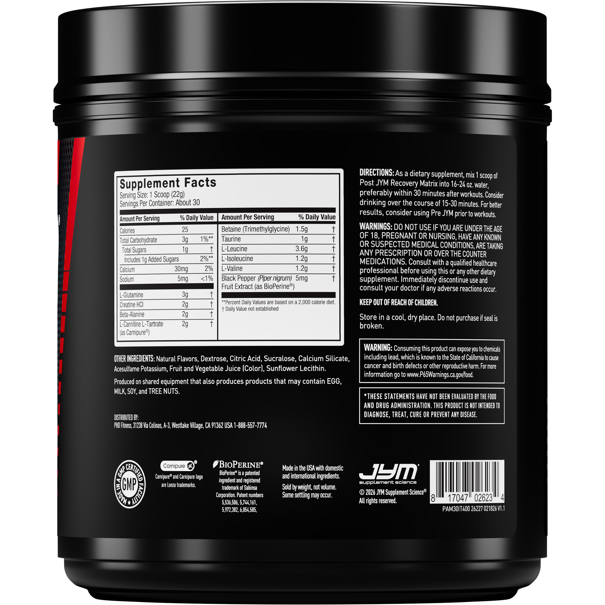 Post JYM BCAAs+ Recovery Matrix Post-Workout - image 25 of 26