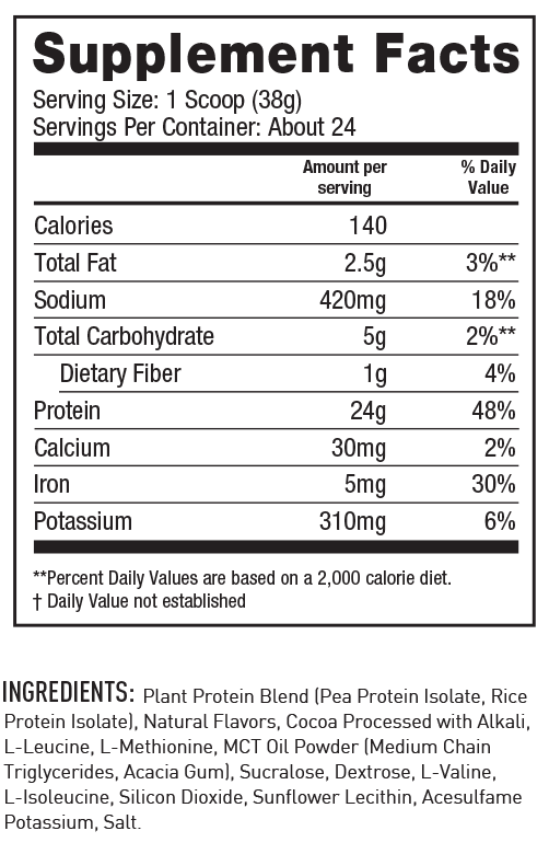 Plant JYM Vegan Protein Powder (Oatmeal Cookie) Supplement Facts