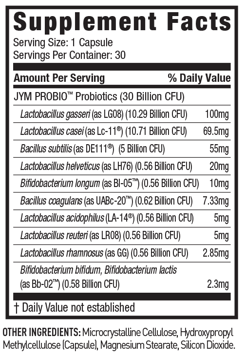 JYM ProBio Supplement Facts