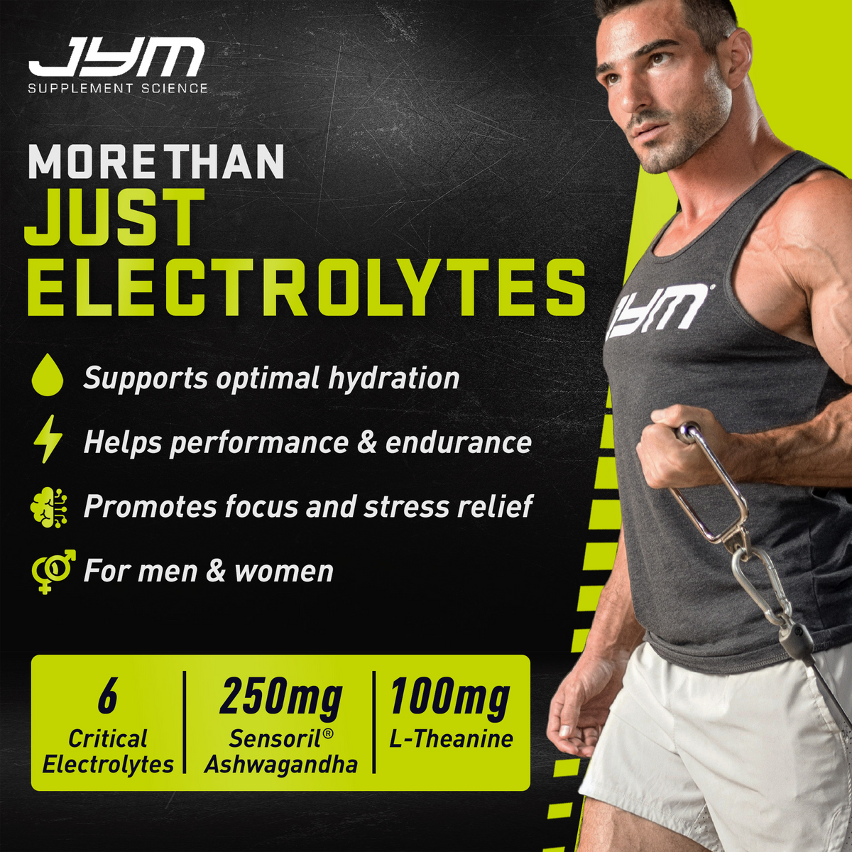 JYM Hydration: "More than just electrolytes." 6 critical electrolytes, 250mg Sensoril ashwagandha, 100mg L-theanine. - image 3 of 10
