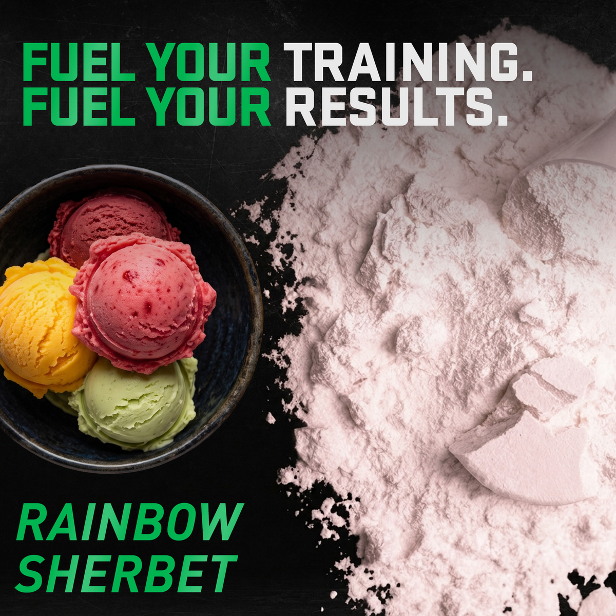 Pre JYM Rainbow Sherbet powder with rainbow sherbet scoops: "Fuel your training. Fuel your results." - image 44 of 93