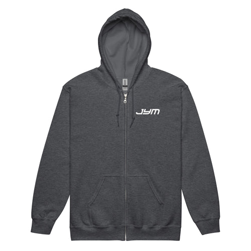 JYM Heavy Blend Logo Full Zip Hoodie – Dark Heather / S